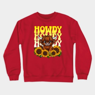 Howdy Highland Cow and Sunflowers Crewneck Sweatshirt